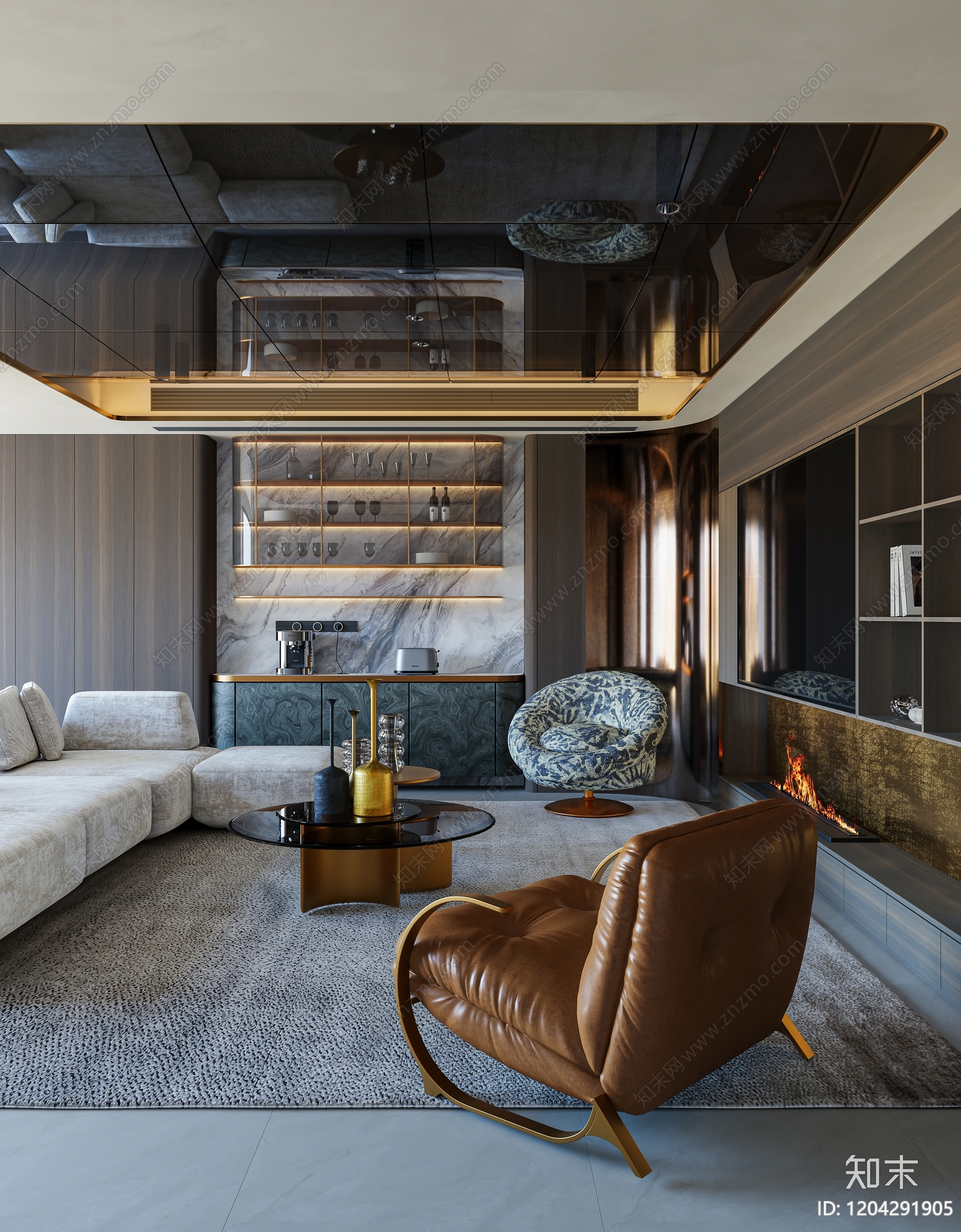 轻奢现代客餐厅3D模型下载【ID:1204291905】