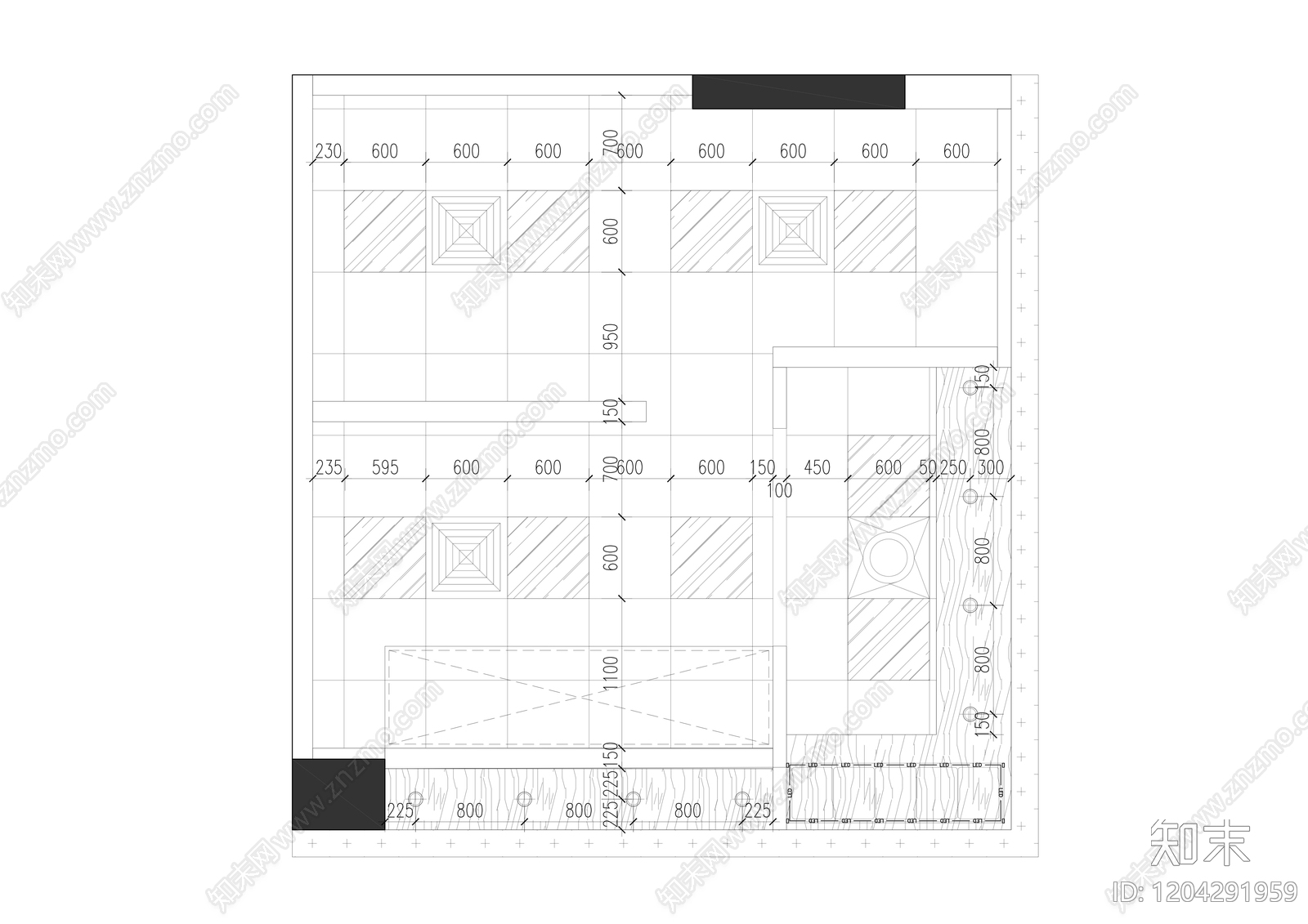 现代极简自助餐厅cad施工图下载【ID:1204291959】