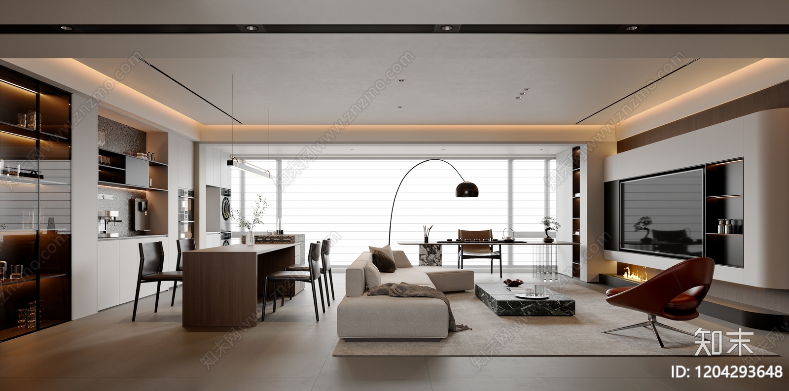 现代简约客餐厅3D模型下载【ID:1204293648】