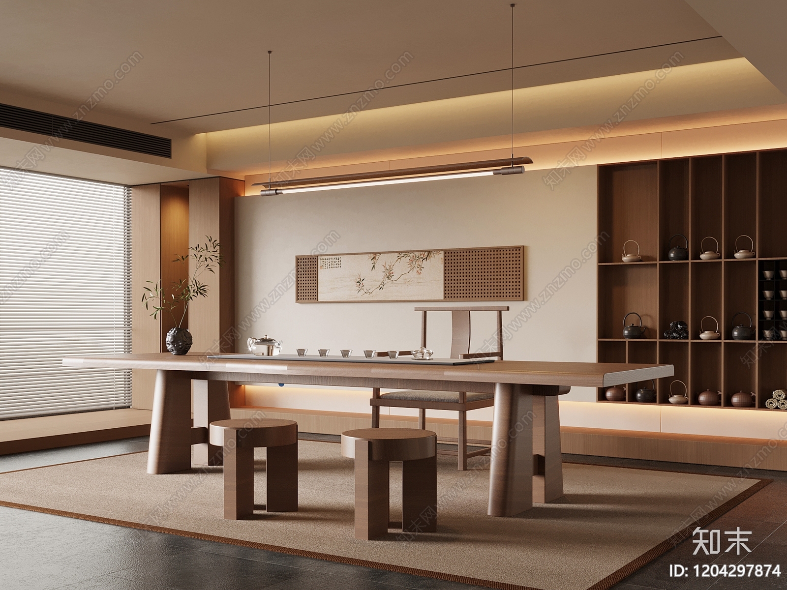 新中式茶室3D模型下载【ID:1204297874】