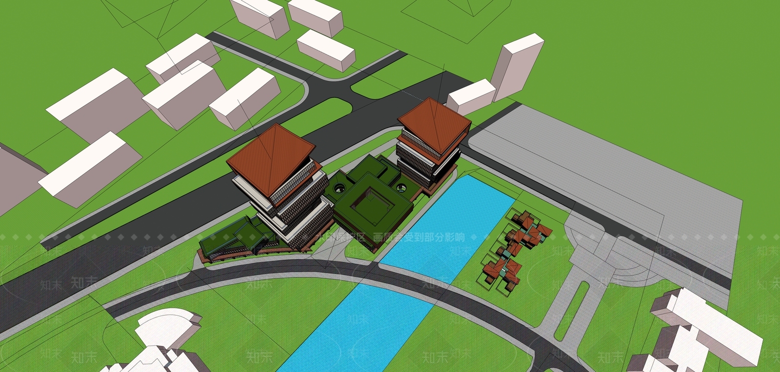现代酒店建筑SU模型下载【ID:1204303974】
