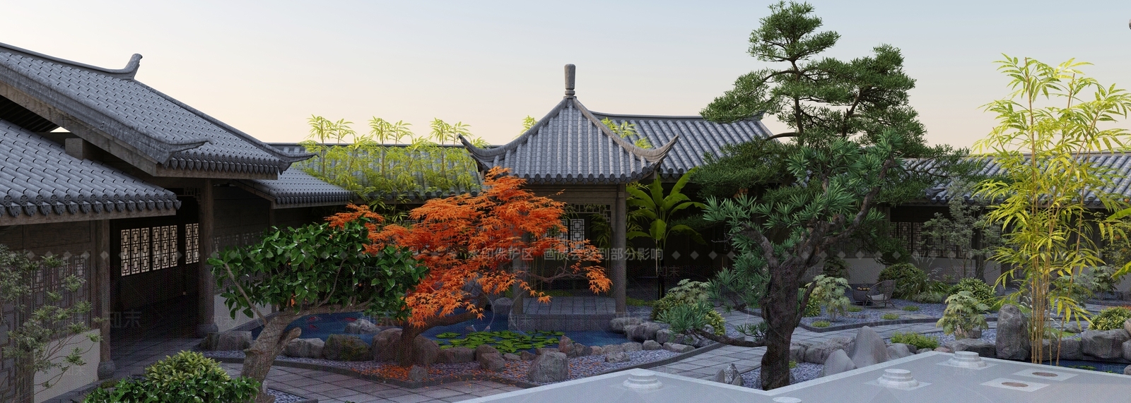 新中式中式古建3D模型下载【ID:1204391424】