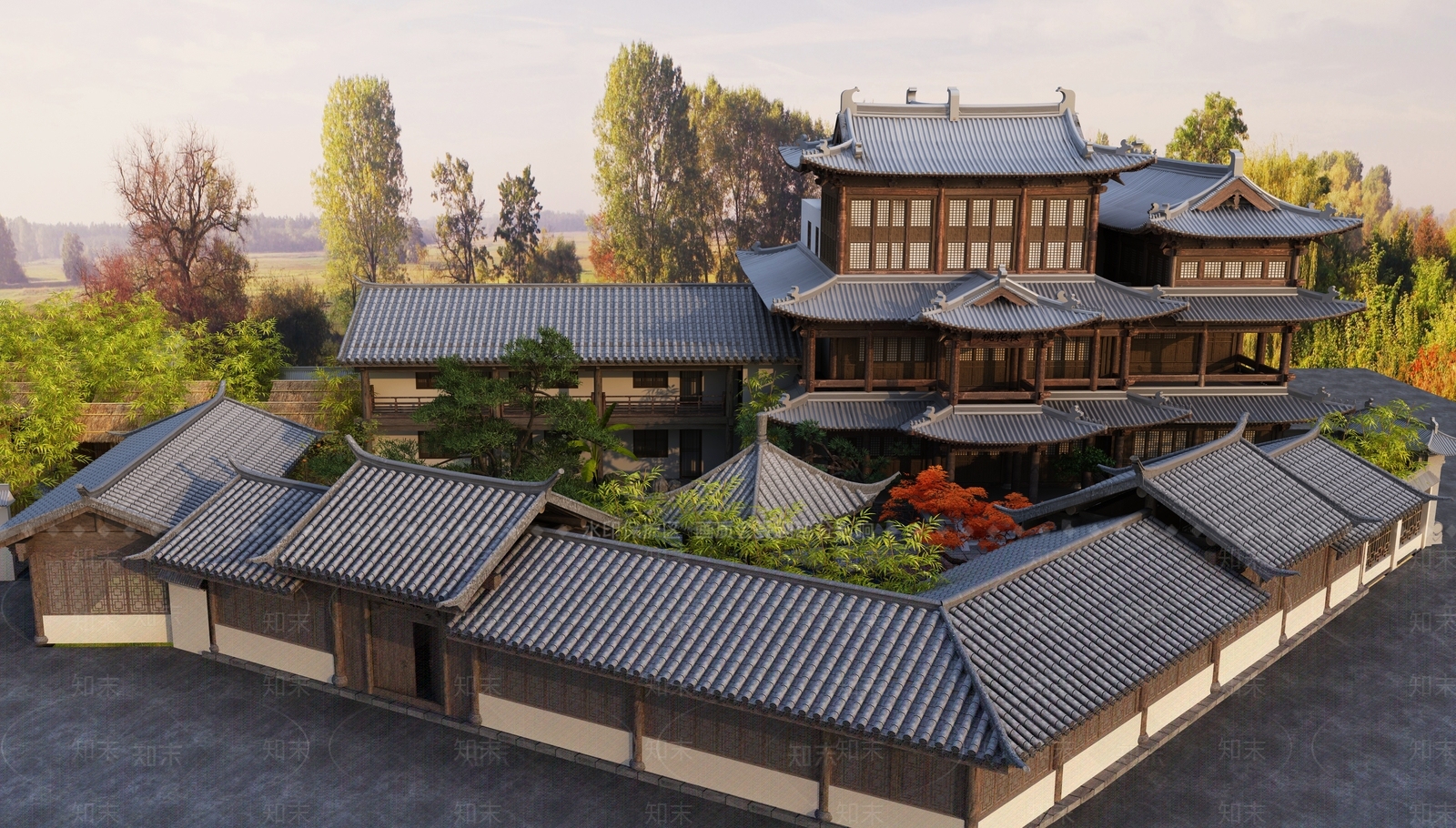 新中式中式古建3D模型下载【ID:1204391424】
