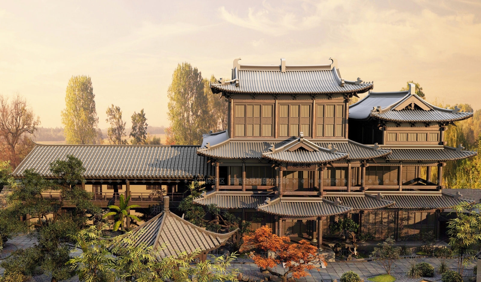 新中式中式古建3D模型下载【ID:1204391424】