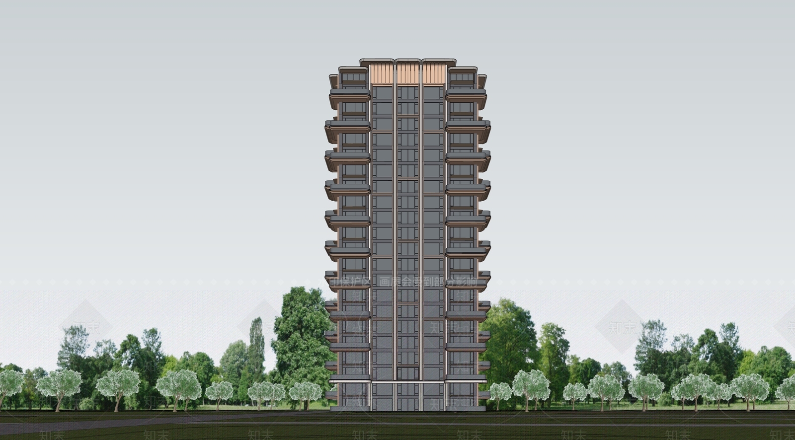 现代高层住宅SU模型下载【ID:1204305338】