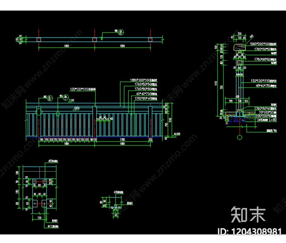 中式综合景观图库cad施工图下载【ID:1204308981】