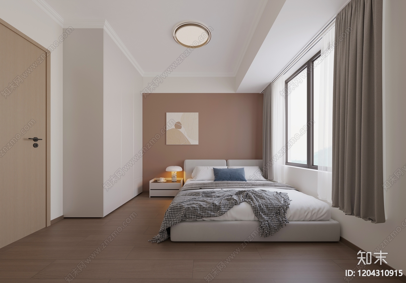 现代奶油家居卧室3D模型下载【ID:1204310915】