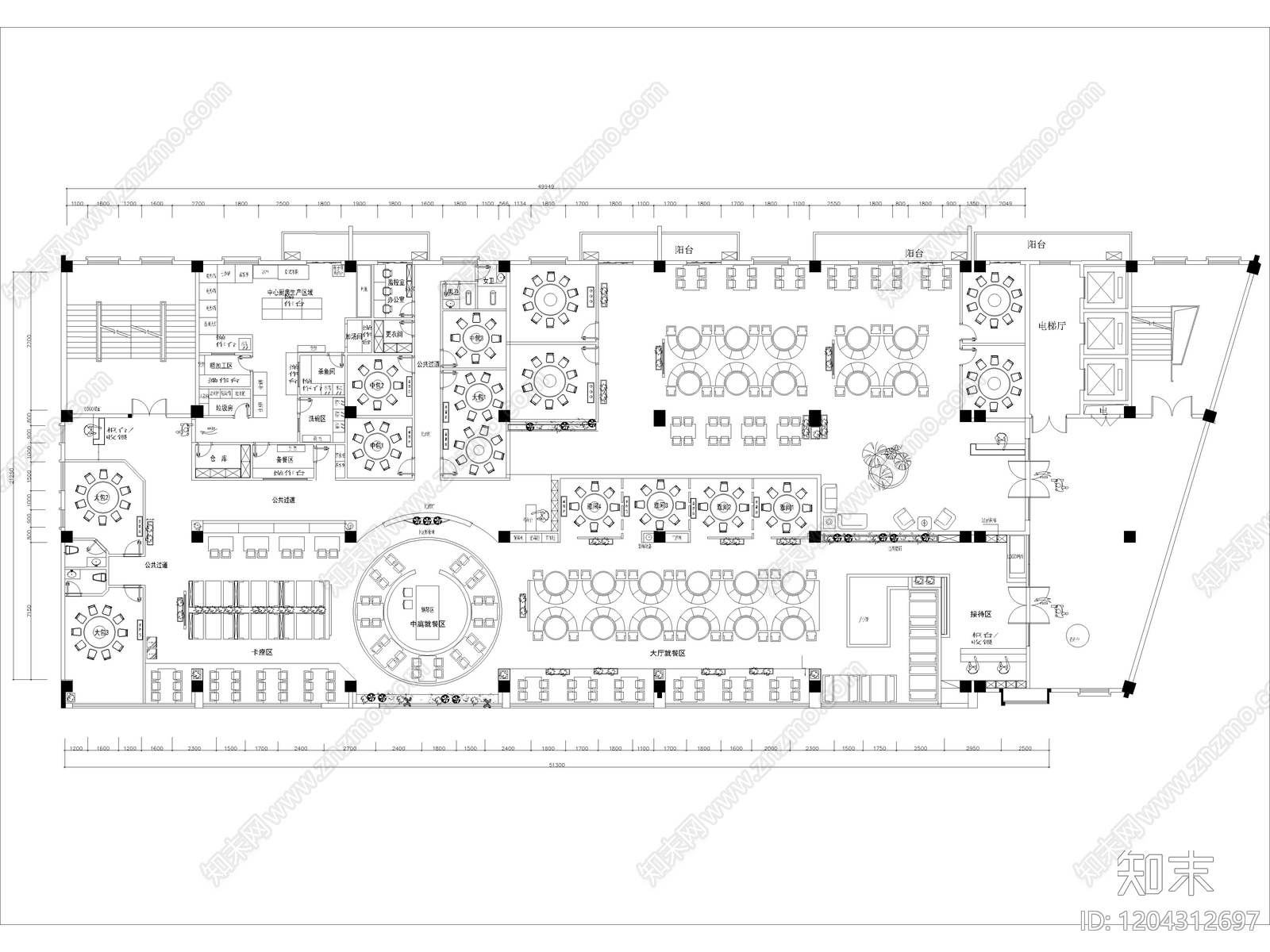 20套中餐厅饭店餐饮空间CAD施工图cad施工图下载【ID:1204312697】