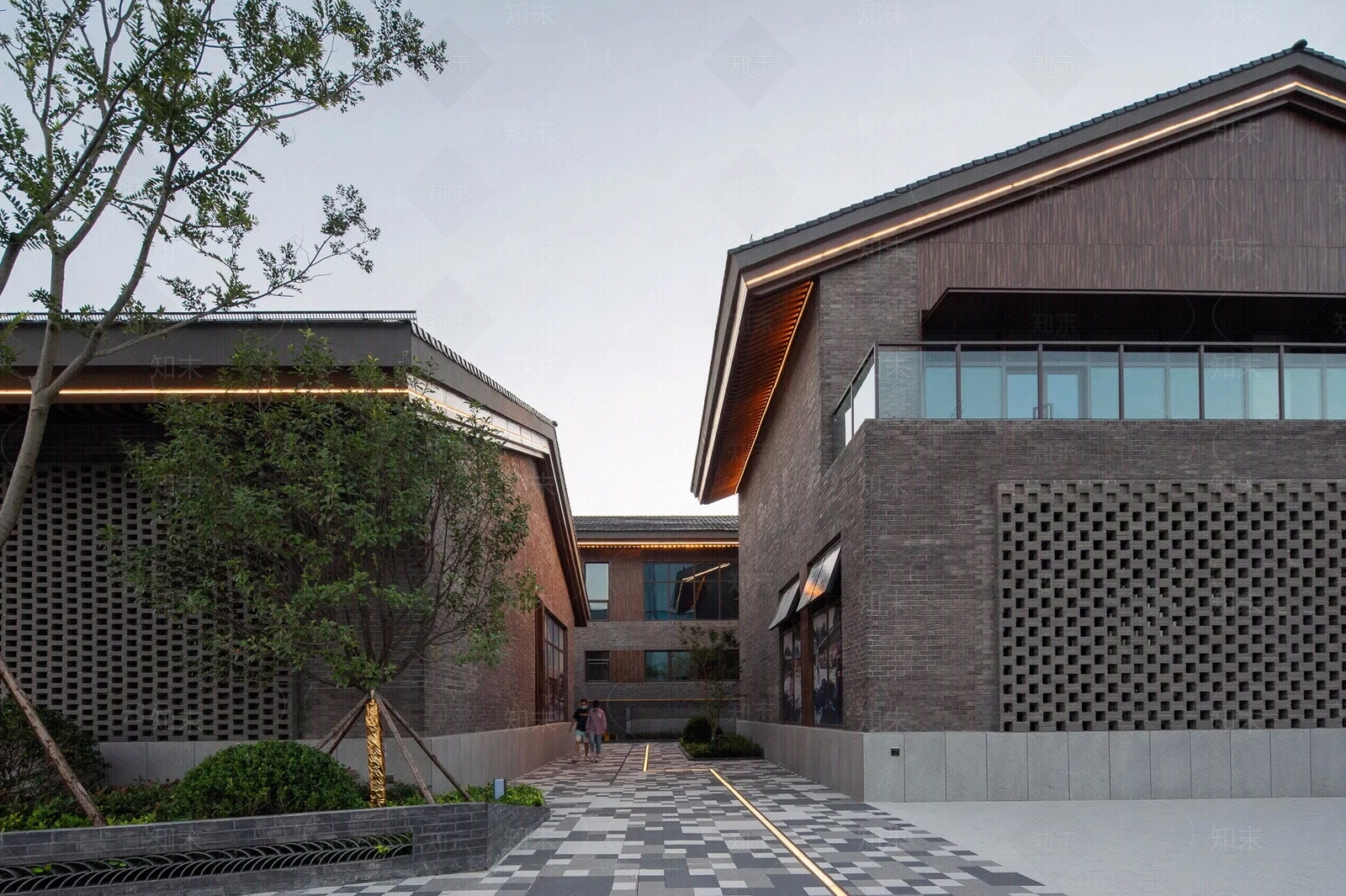现代新中式街道外景贴图下载【ID:1204314683】