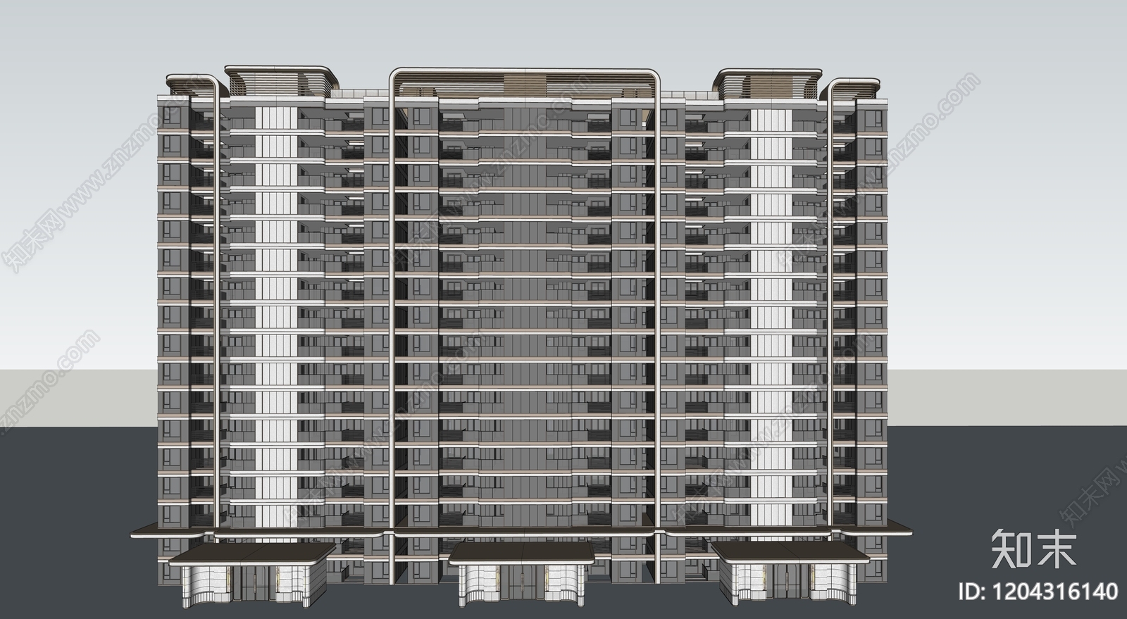 现代小区建筑SU模型下载【ID:1204316140】