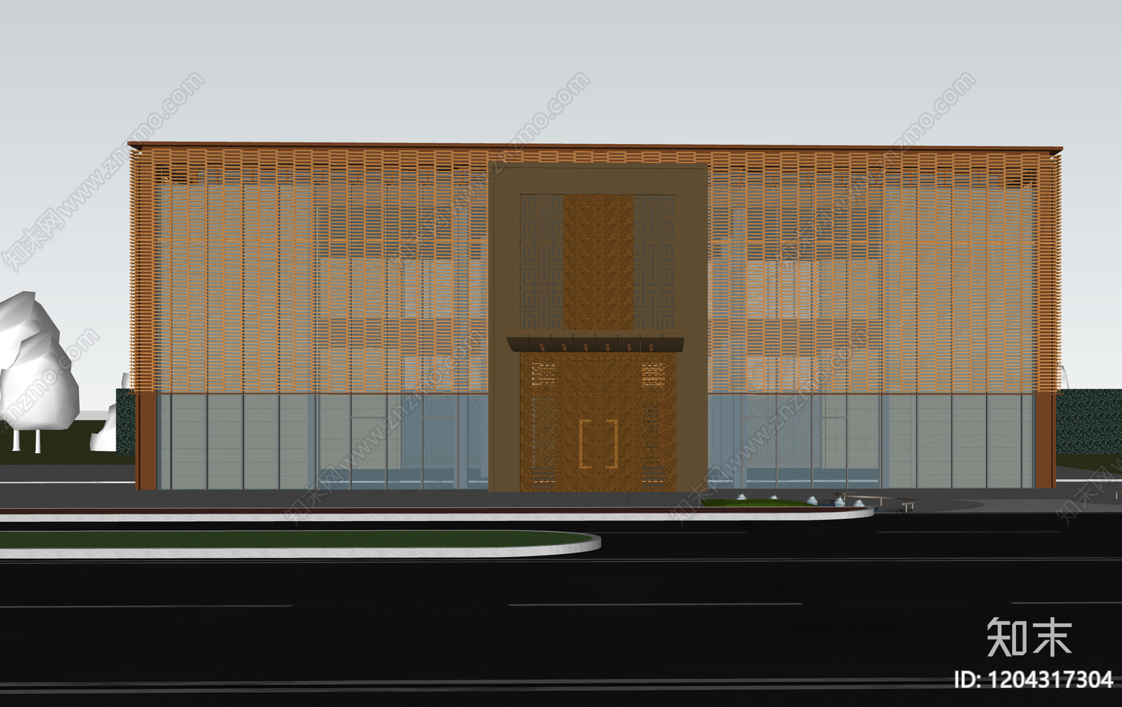 现代售楼处建筑SU模型下载【ID:1204317304】