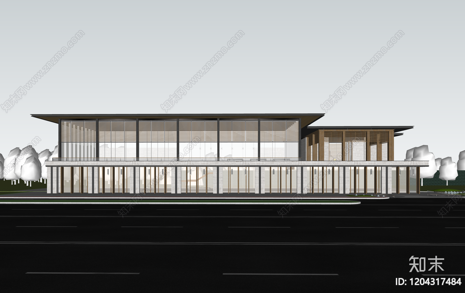 现代售楼处建筑SU模型下载【ID:1204317484】