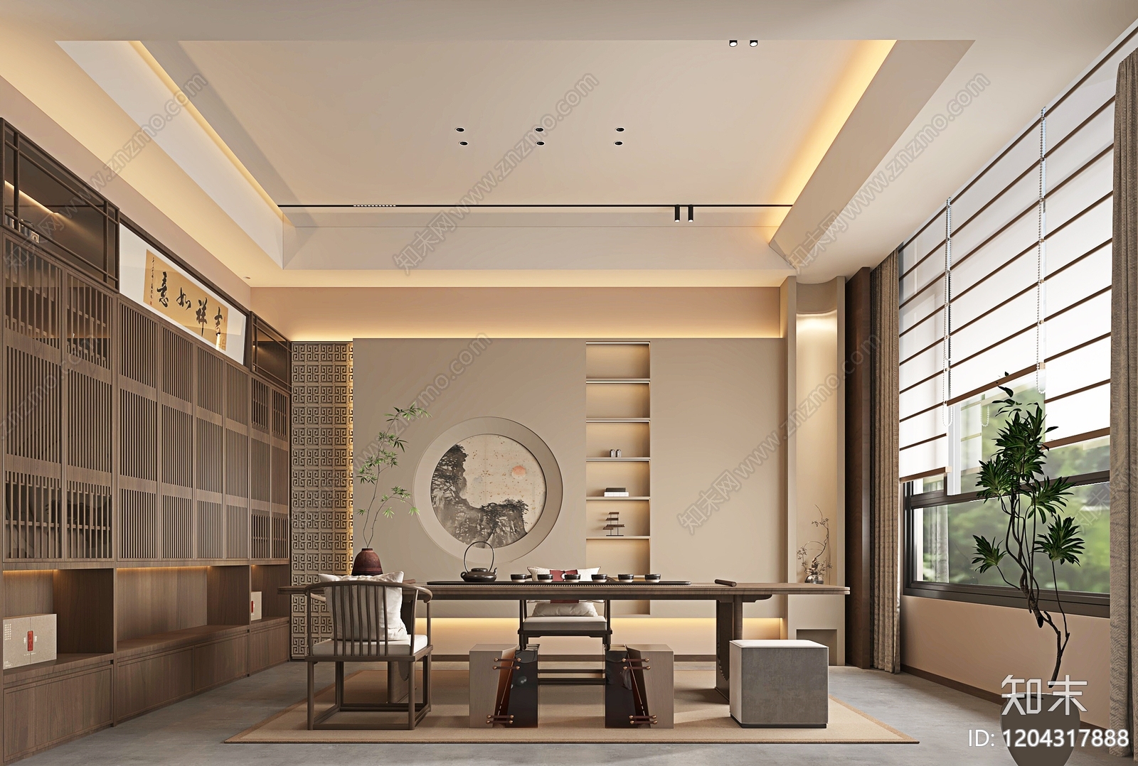新中式禅意茶室3D模型下载【ID:1204317888】
