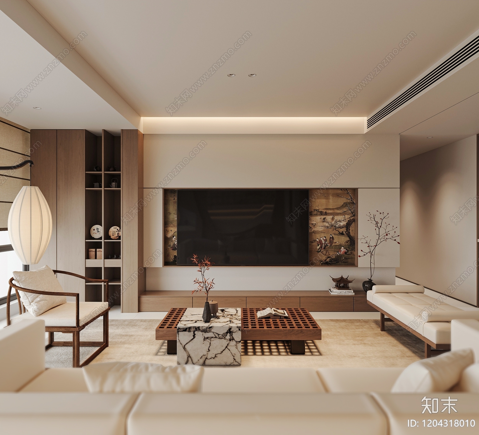 中式新中式宋式客餐厅3D模型下载【ID:1204318010】