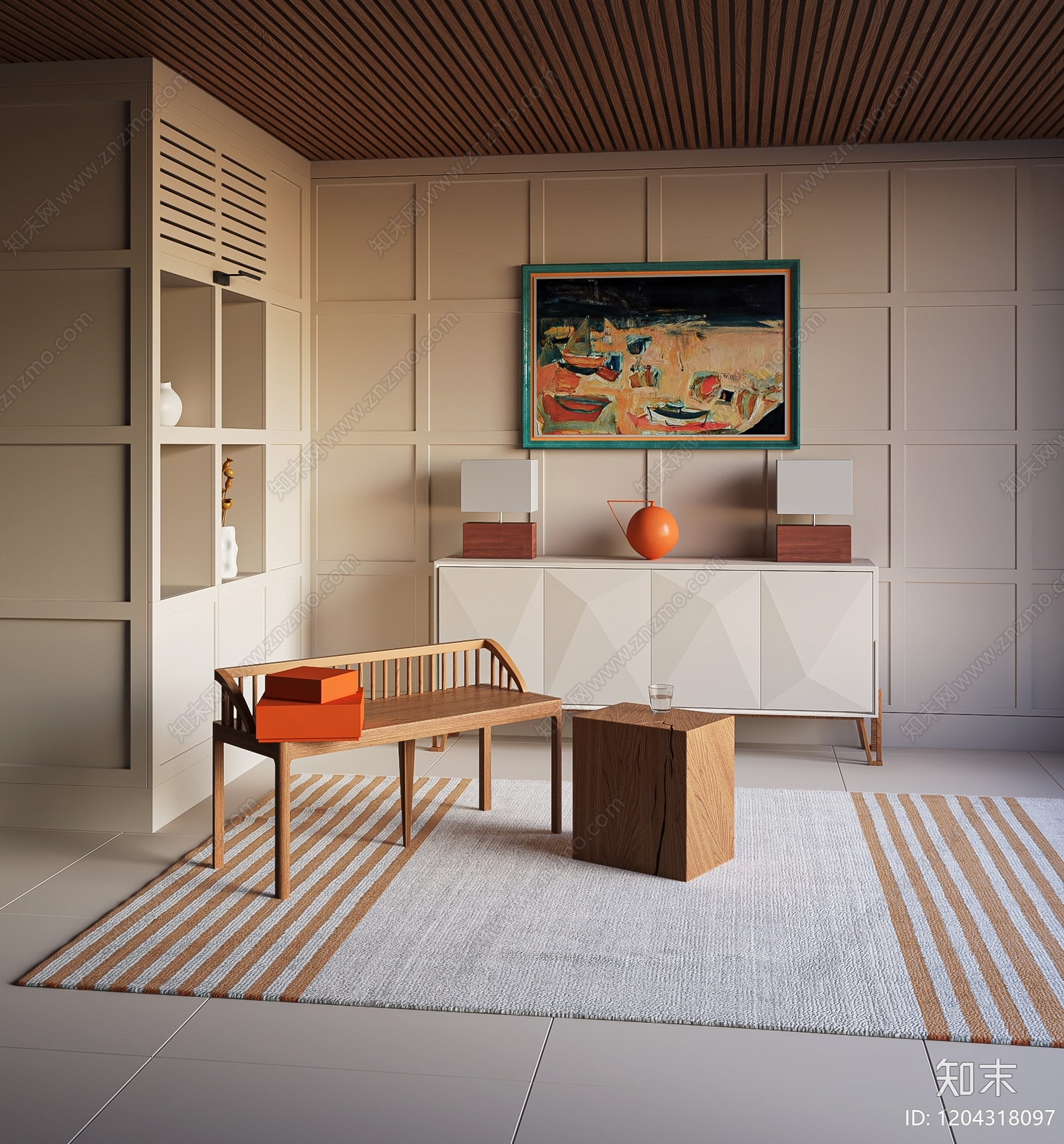 日式北欧家居客厅3D模型下载【ID:1204318097】