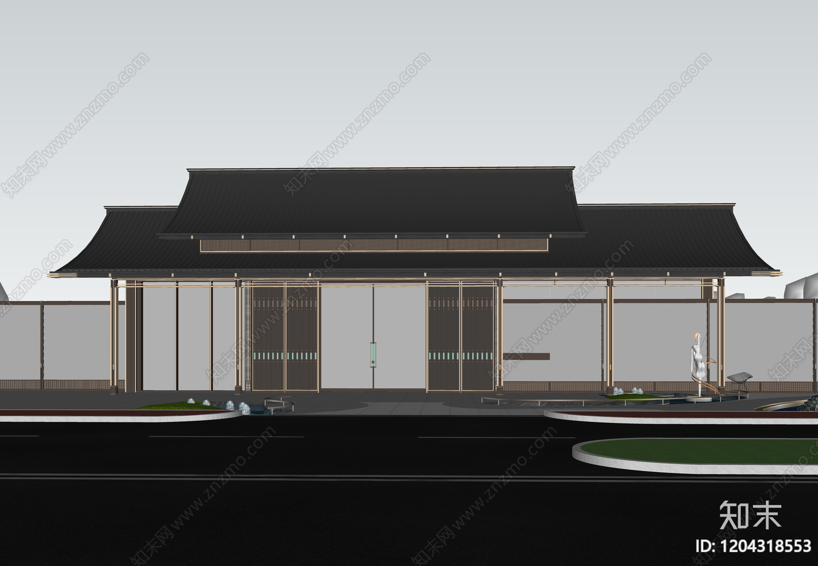 现代售楼处建筑SU模型下载【ID:1204318553】