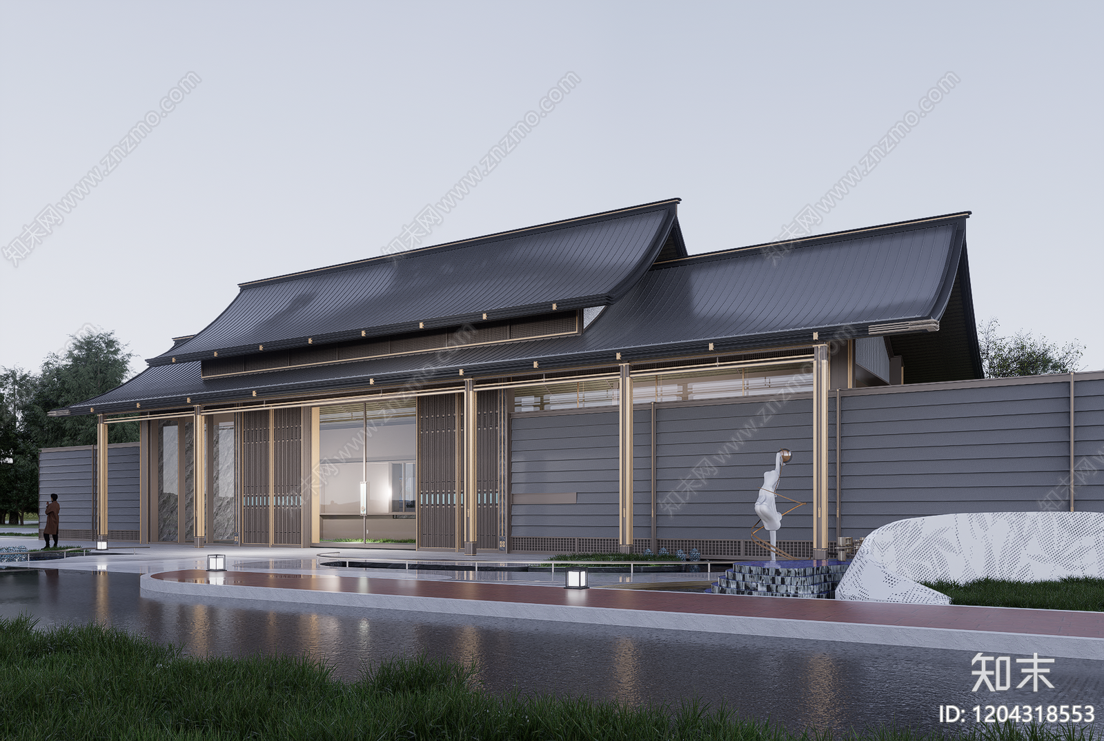 现代售楼处建筑SU模型下载【ID:1204318553】