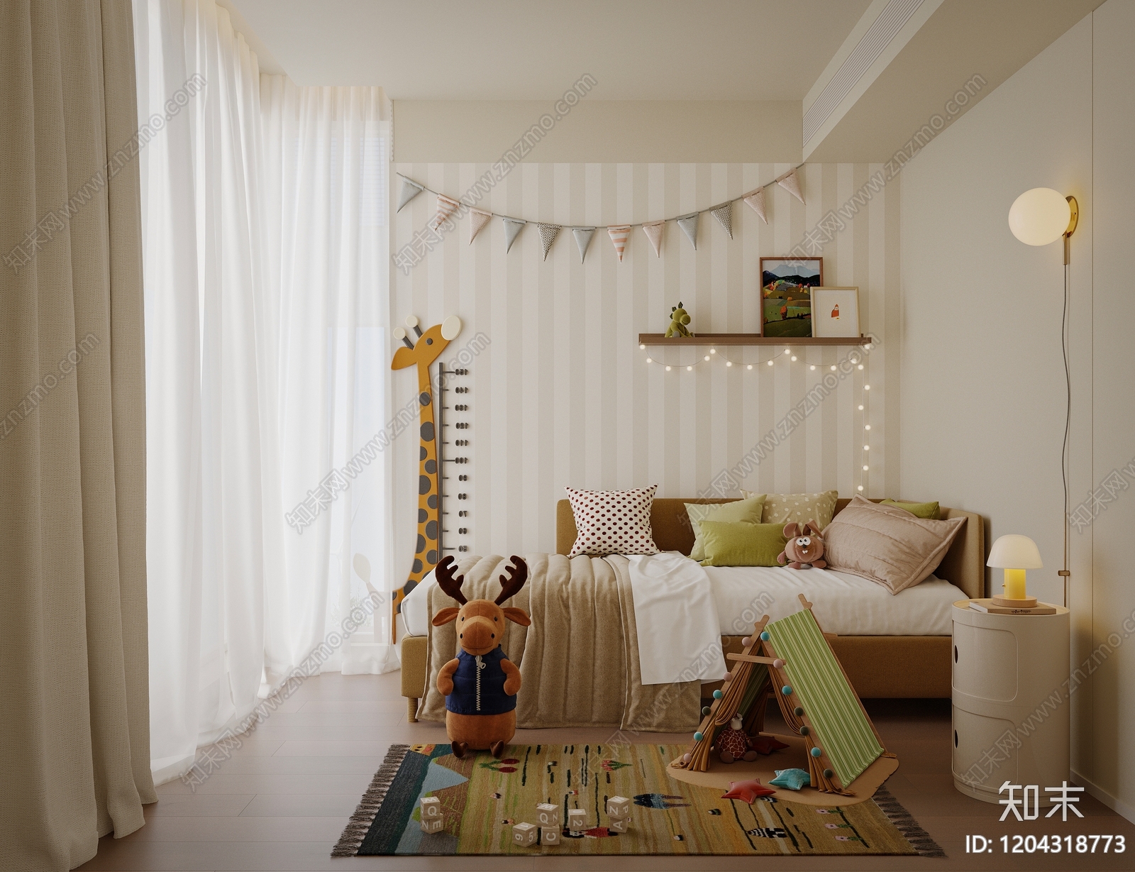 现代中古通用儿童房3D模型下载【ID:1204318773】