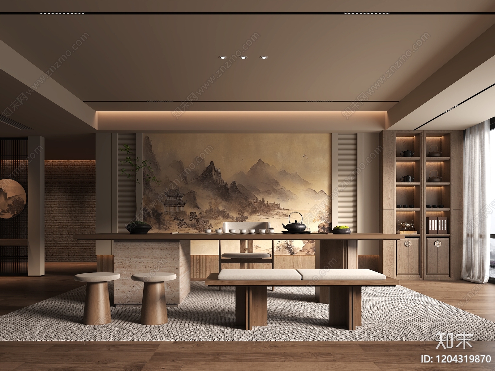 新中式茶室3D模型下载【ID:1204319870】