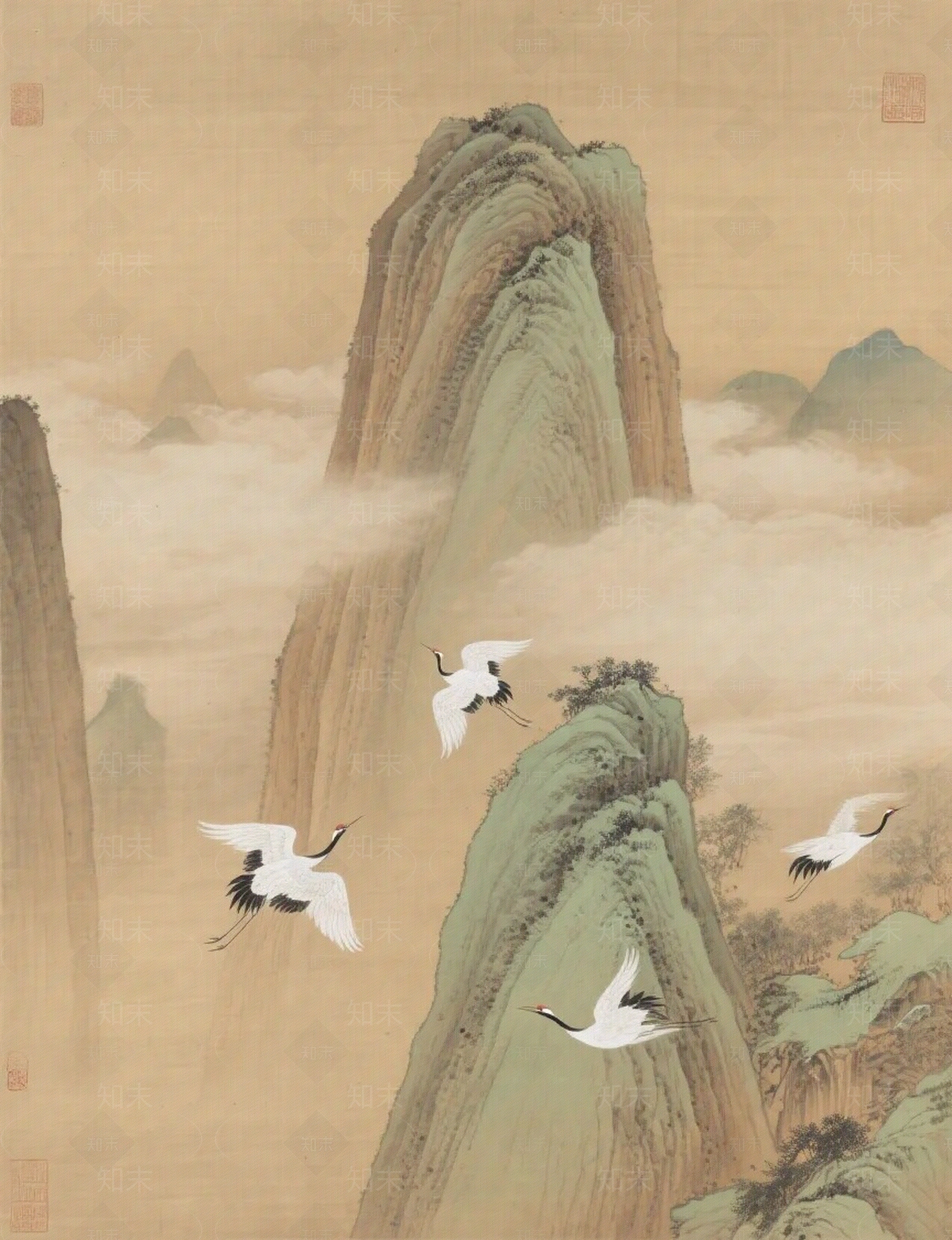 新中式中式水墨画贴图下载【ID:1204322565】