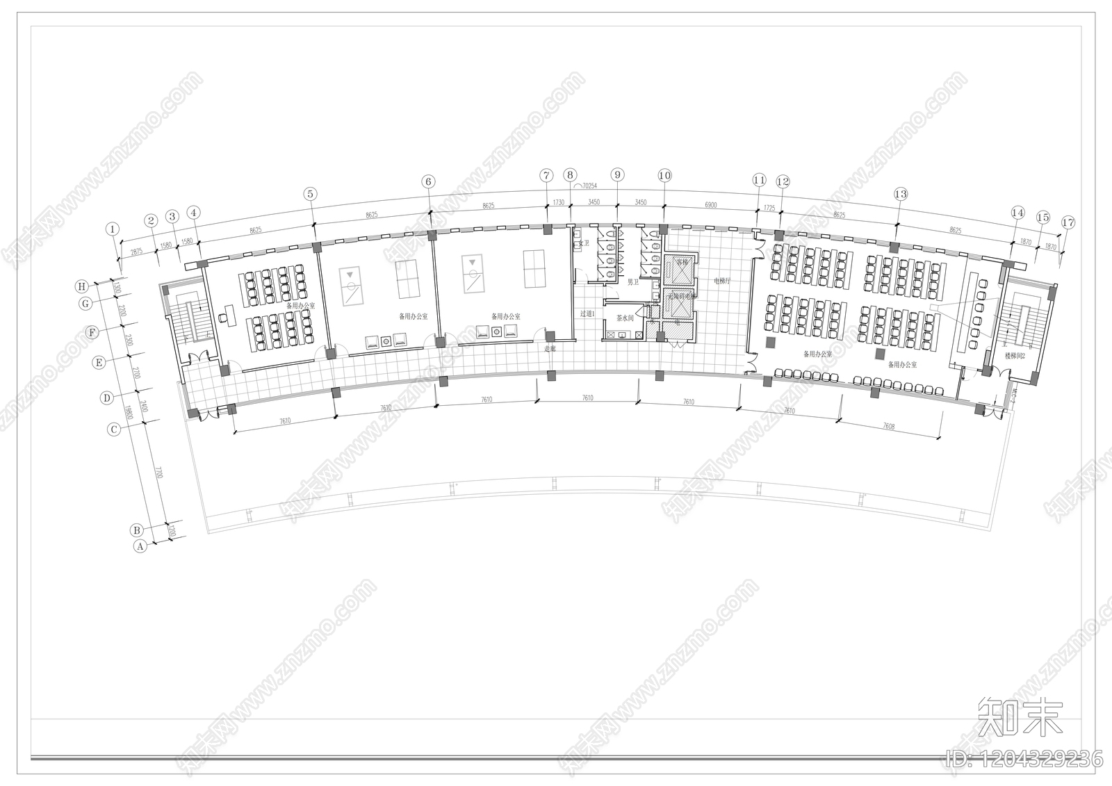 现代整体办公空间cad施工图下载【ID:1204329236】