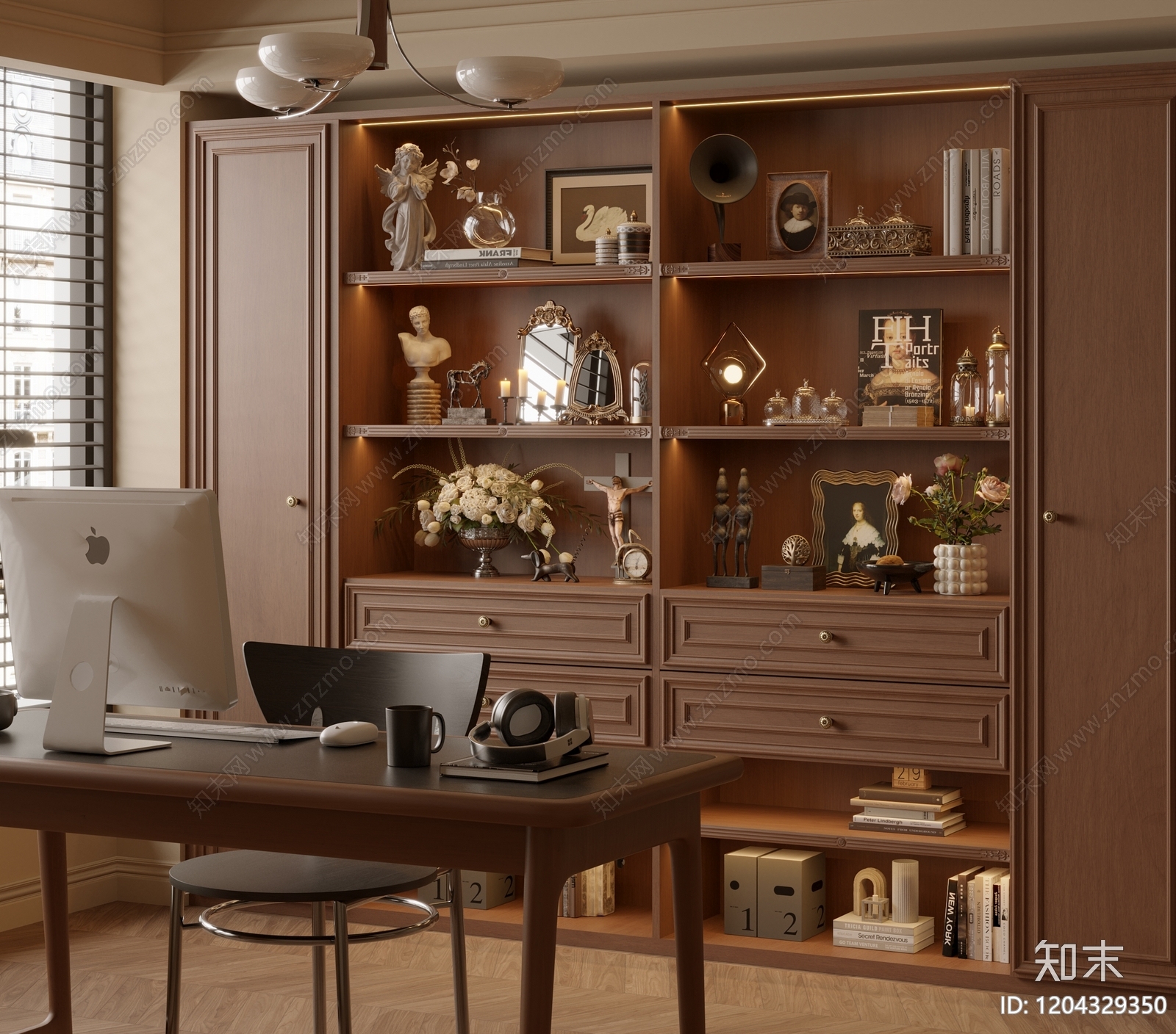 法式复古书柜3D模型下载【ID:1204329350】