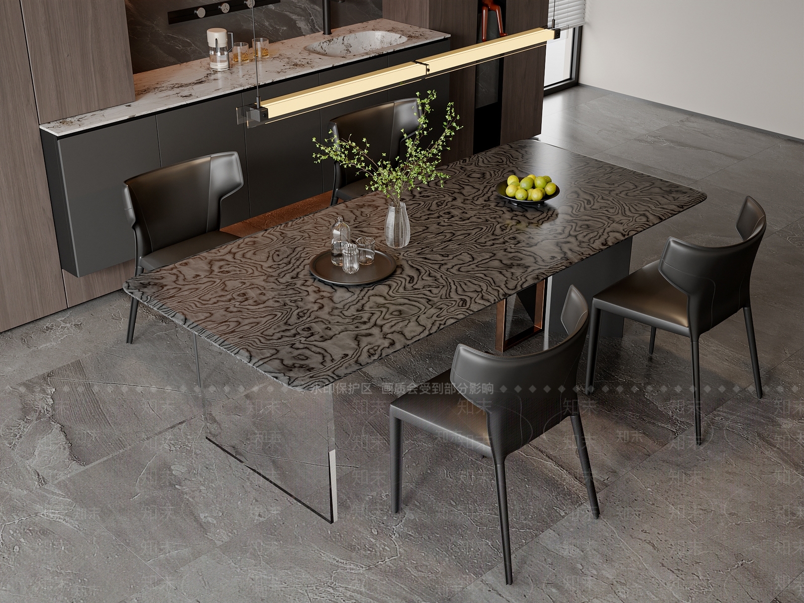 现代简约餐桌椅3D模型下载【ID:1204329749】