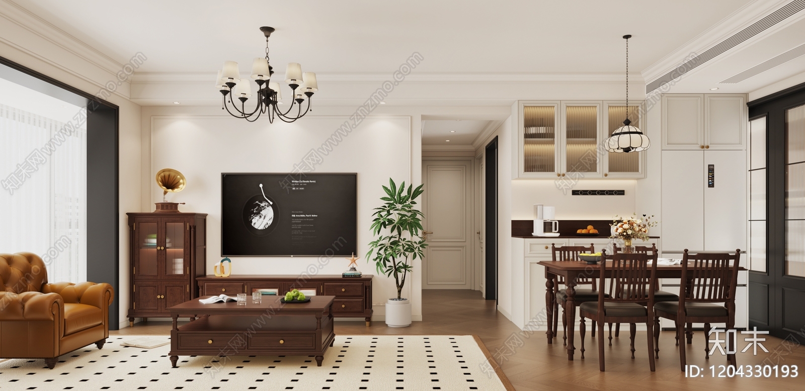 美式法式客餐厅3D模型下载【ID:1204330193】
