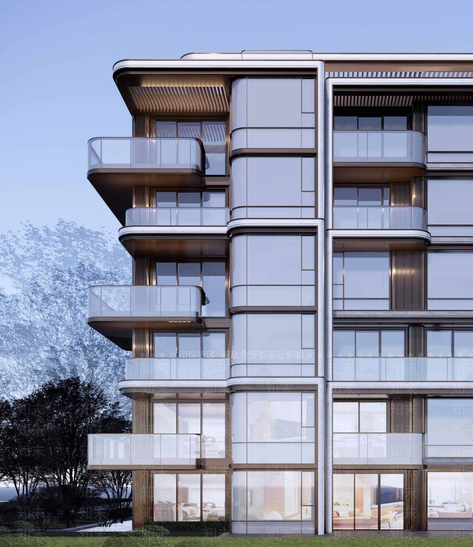 现代轻奢多层住宅SU模型下载【ID:1204333325】