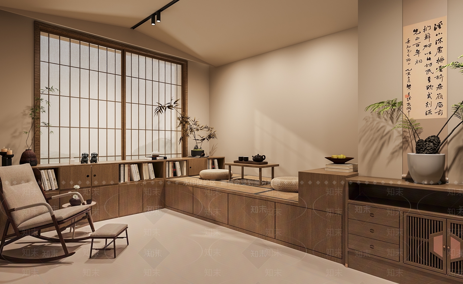 新中式侘寂茶室SU模型下载【ID:1204477112】