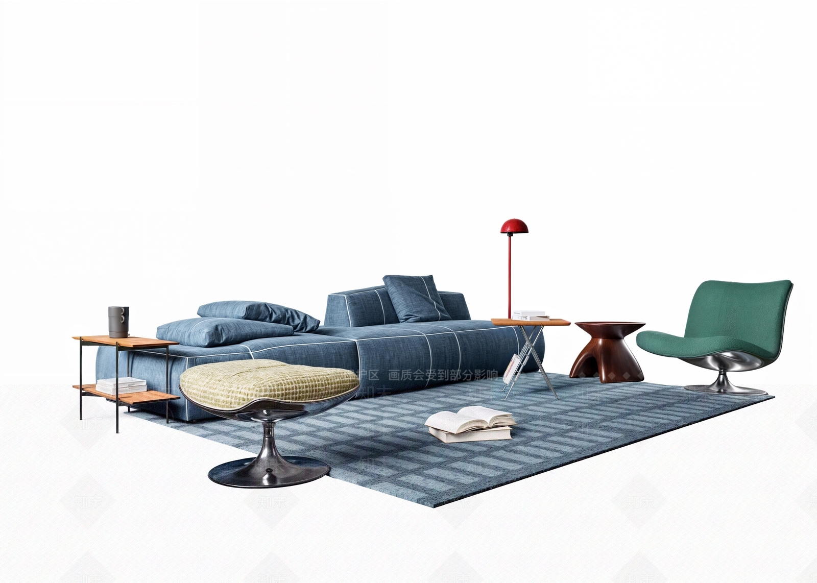 中古奶油沙发组合SU模型下载【ID:1204570917】