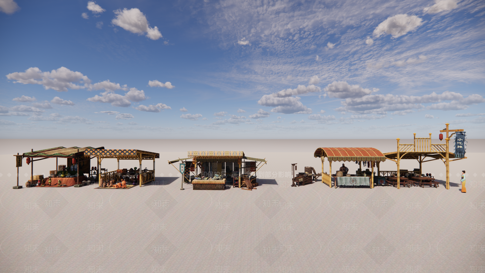 中式其他临建场景美陈SU模型下载【ID:1204334552】