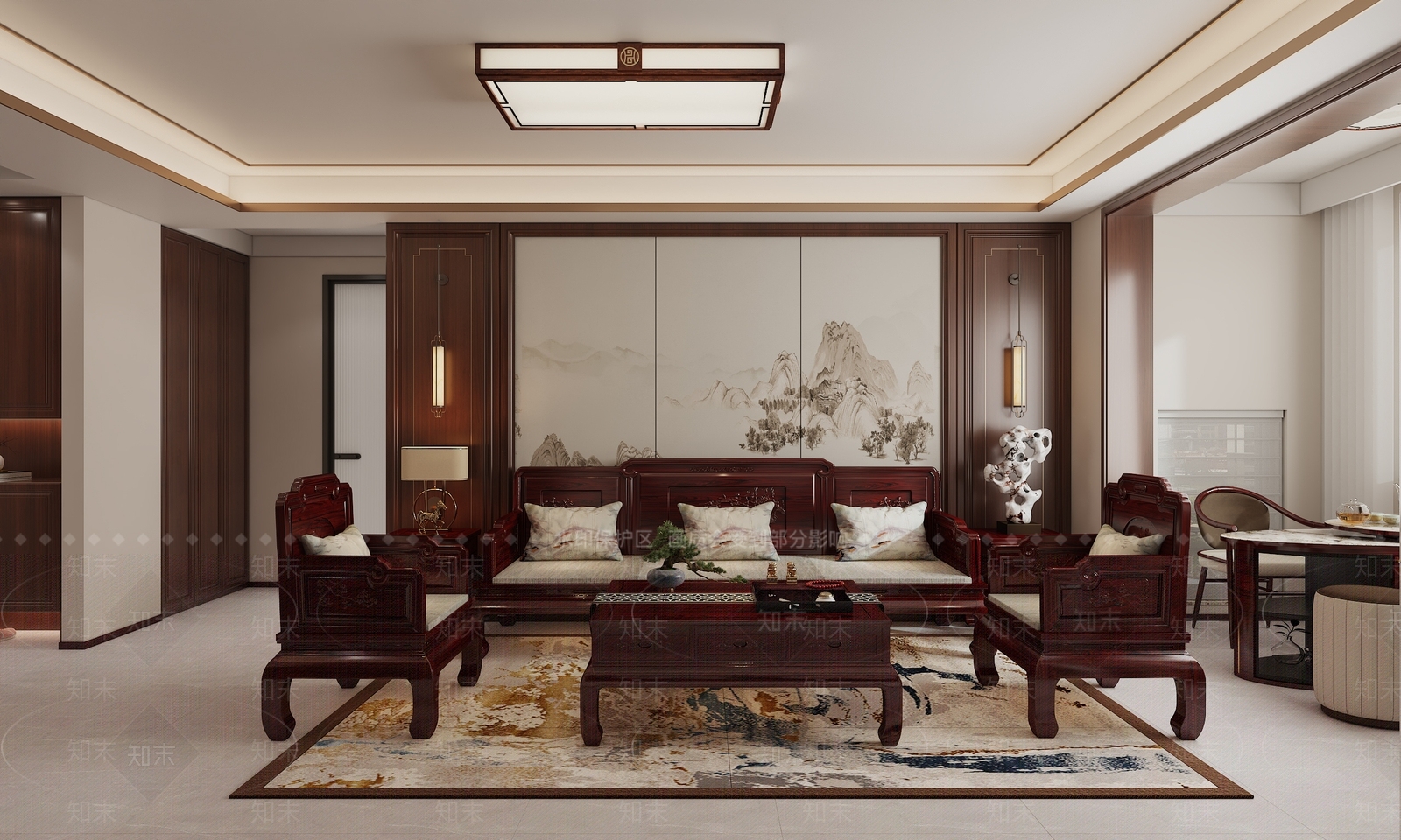 中式新中式家居客厅3D模型下载【ID:1204334884】