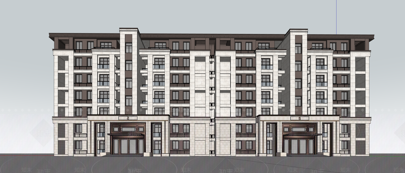 新中式多层住宅SU模型下载【ID:1204335555】