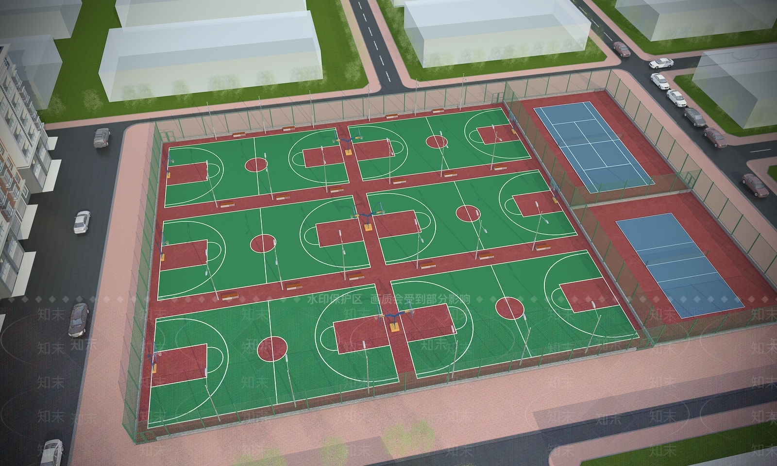 现代篮球场3D模型下载【ID:1204341989】