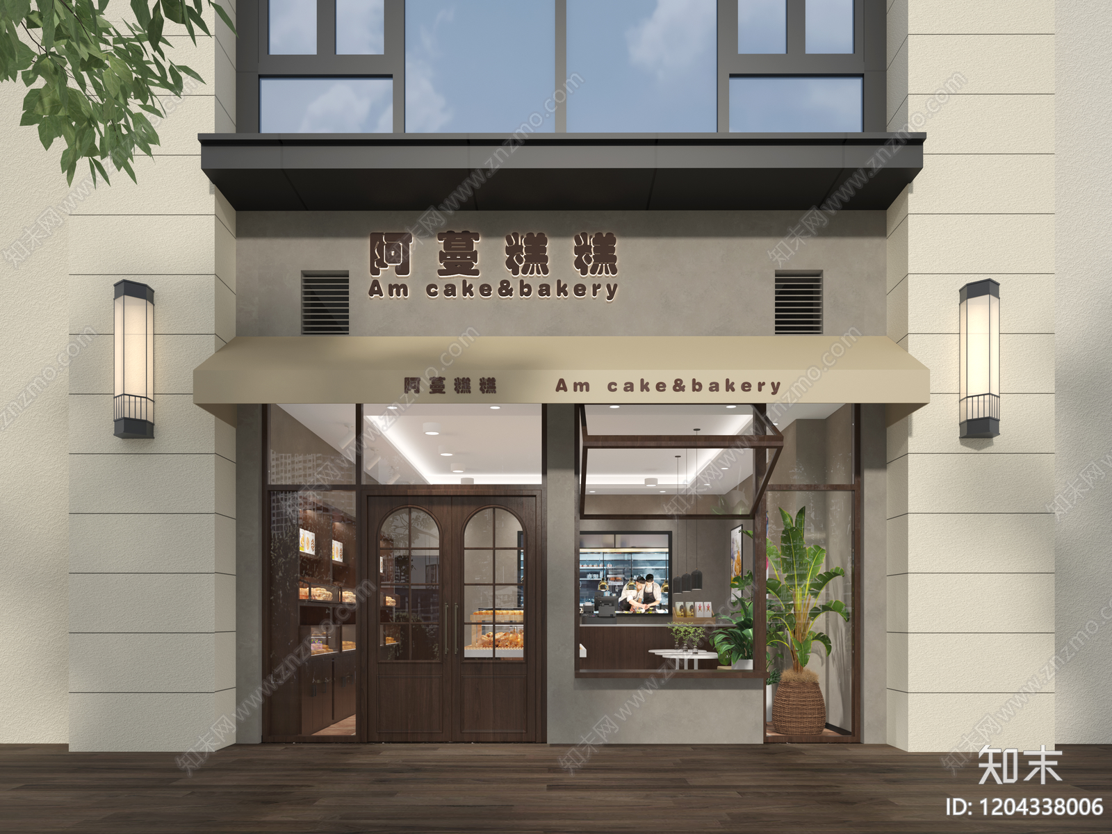 现代新中式蛋糕店cad施工图下载【ID:1204338006】