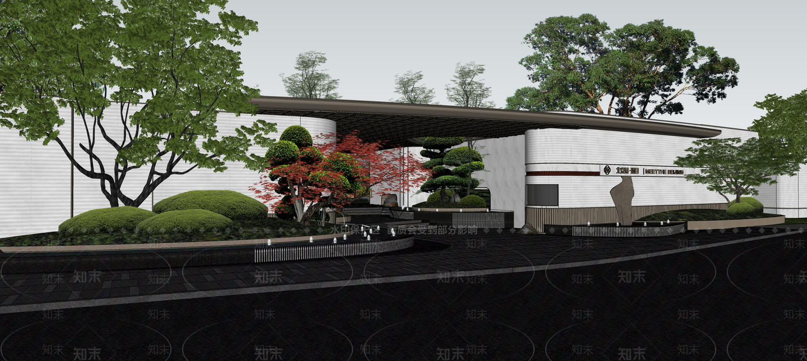 现代轻奢入口大门SU模型下载【ID:1204341217】