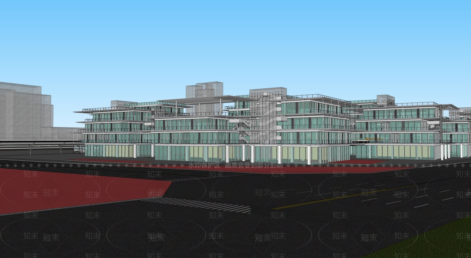 现代产业园办公楼SU模型下载【ID:1204345980】