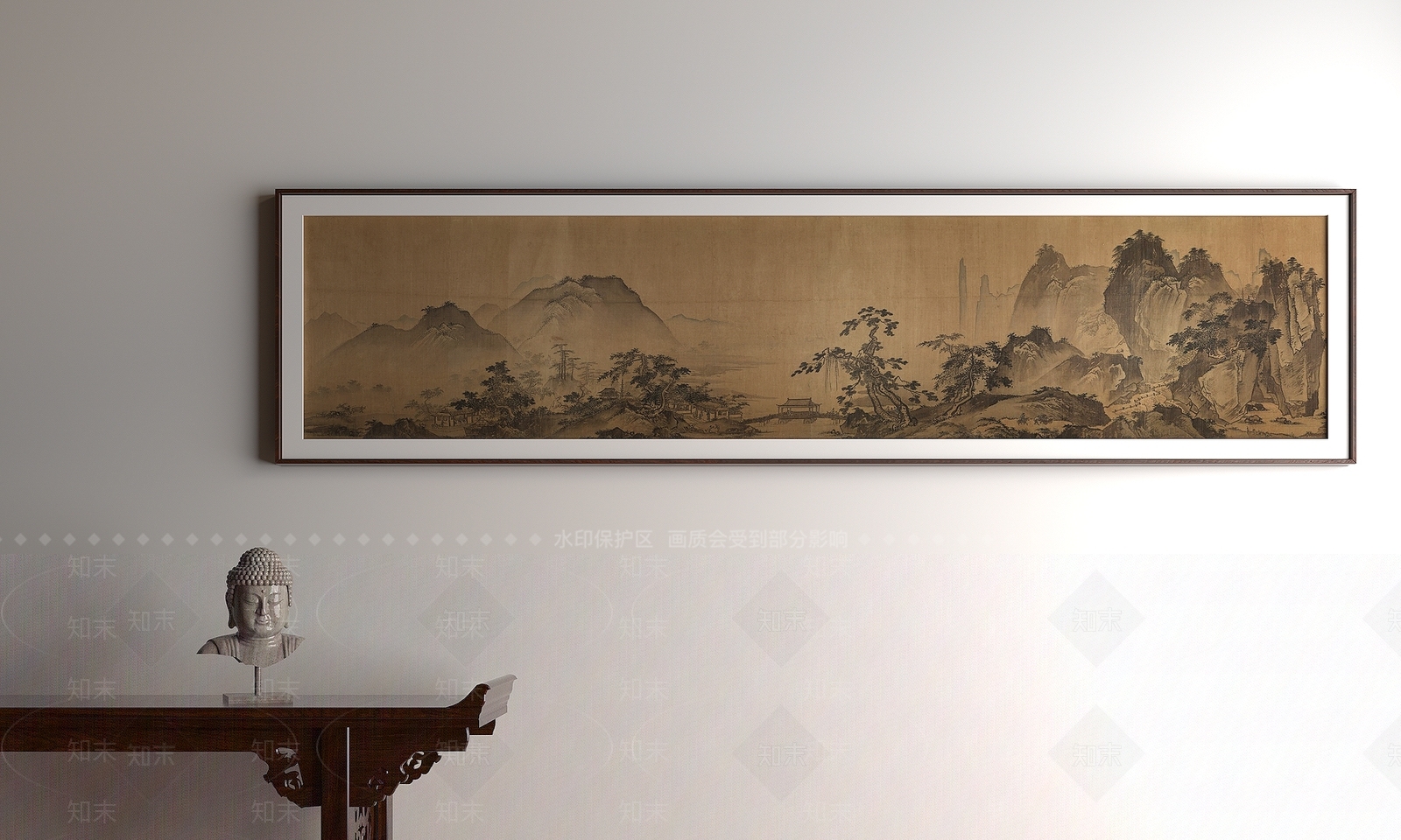 新中式宋式挂画3D模型渲染效果图