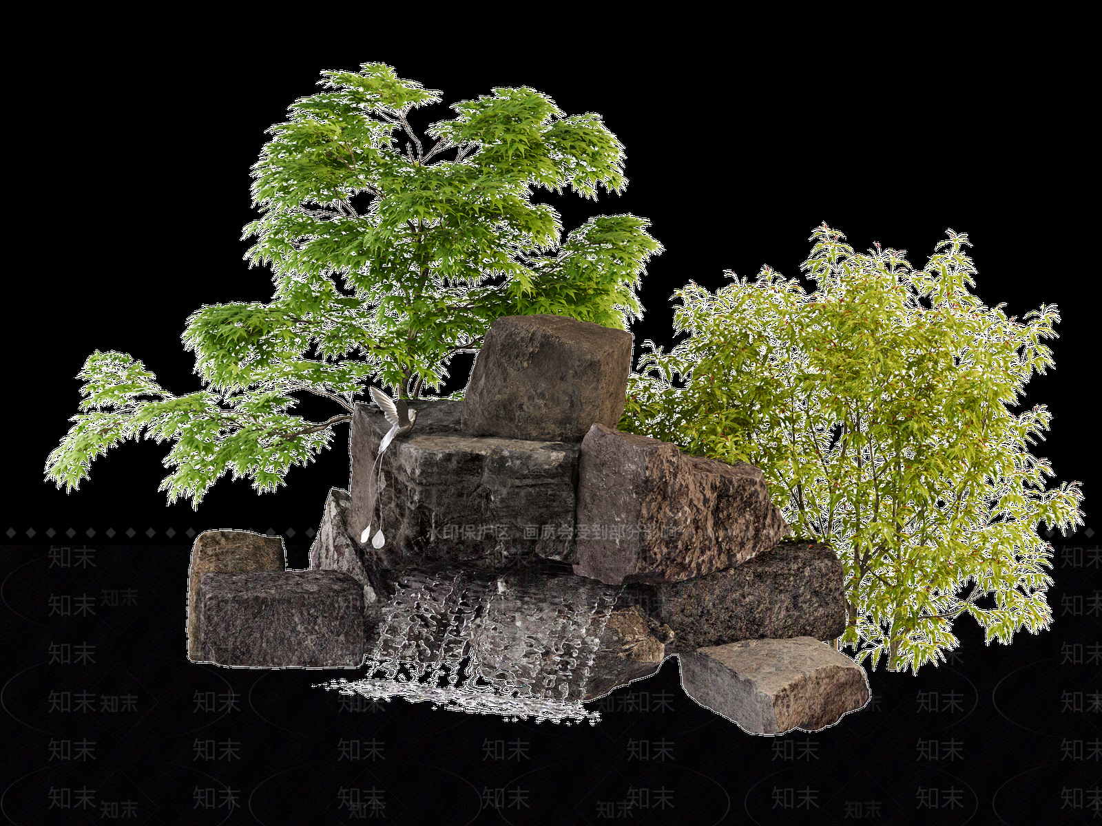现代假山水景3D模型下载【ID:1204346606】