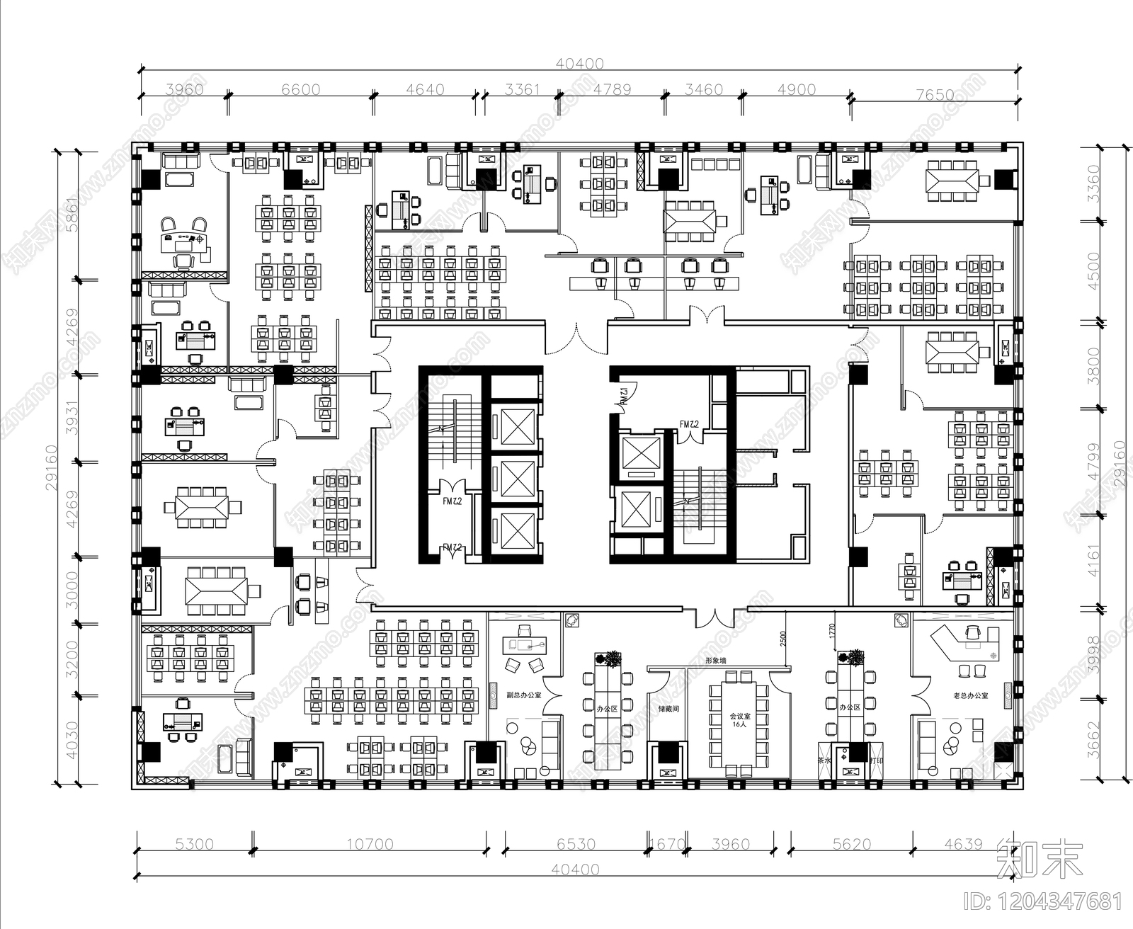 现代新中式整体办公空间cad施工图下载【ID:1204347681】