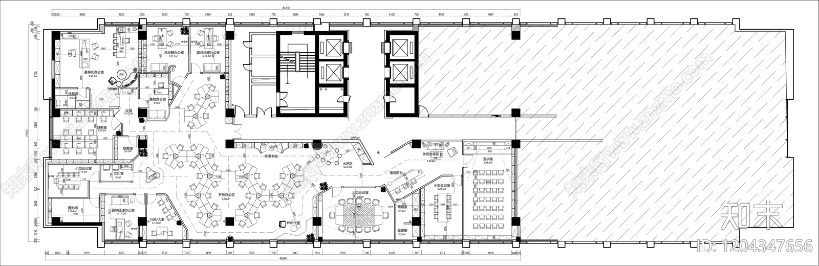 现代新中式整体办公空间cad施工图下载【ID:1204347656】