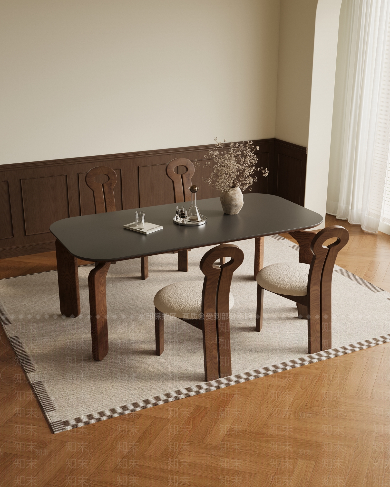 法式复古餐桌3D模型下载【ID:1204347897】