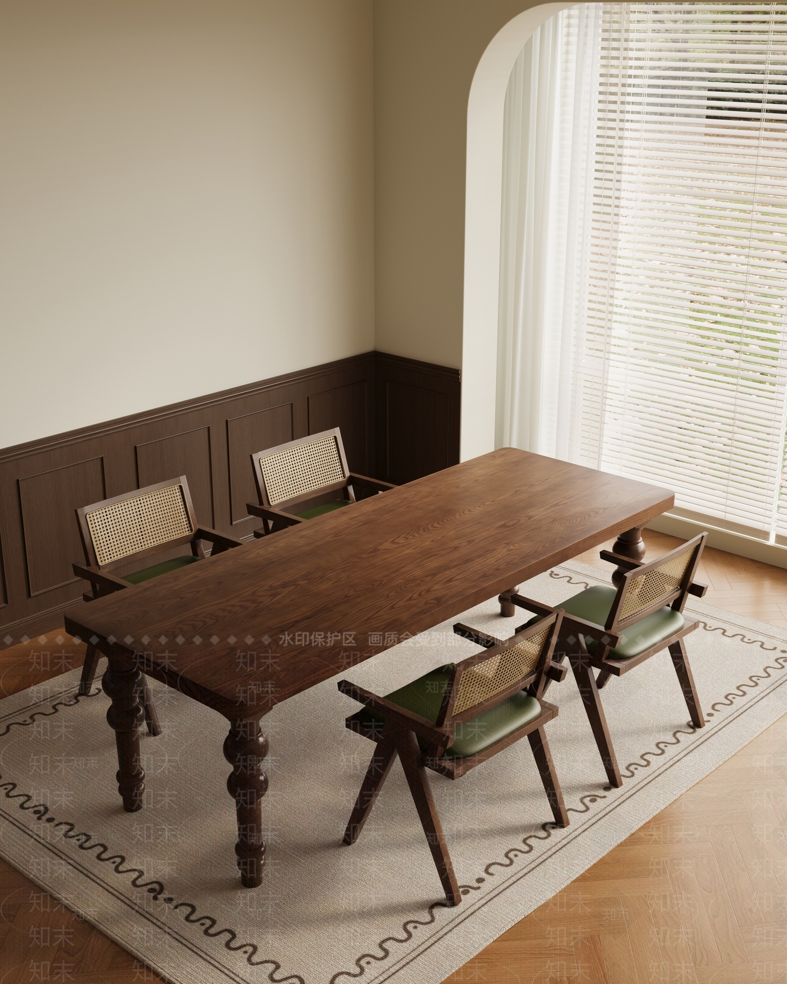 法式复古餐桌3D模型下载【ID:1204348041】