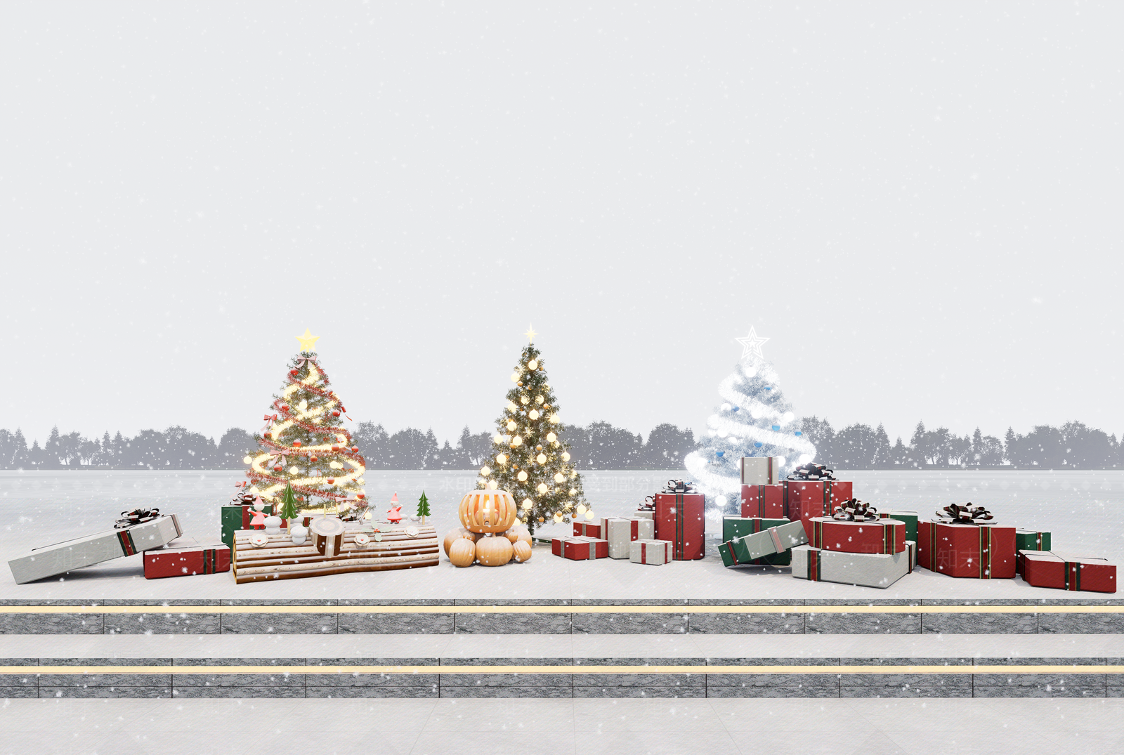 现代圣诞树SU模型下载【ID:1204349175】