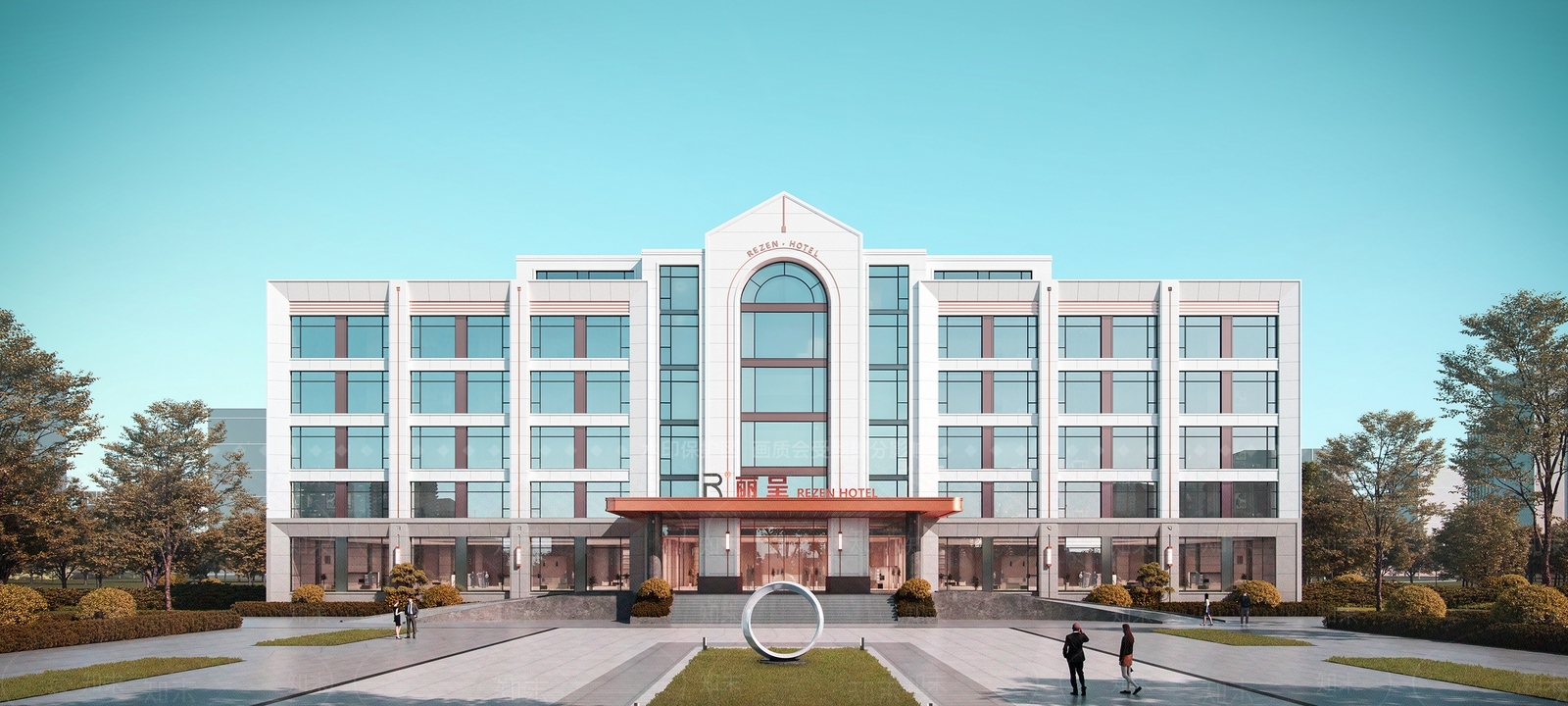 欧式新中式办公楼SU模型下载【ID:1204352075】