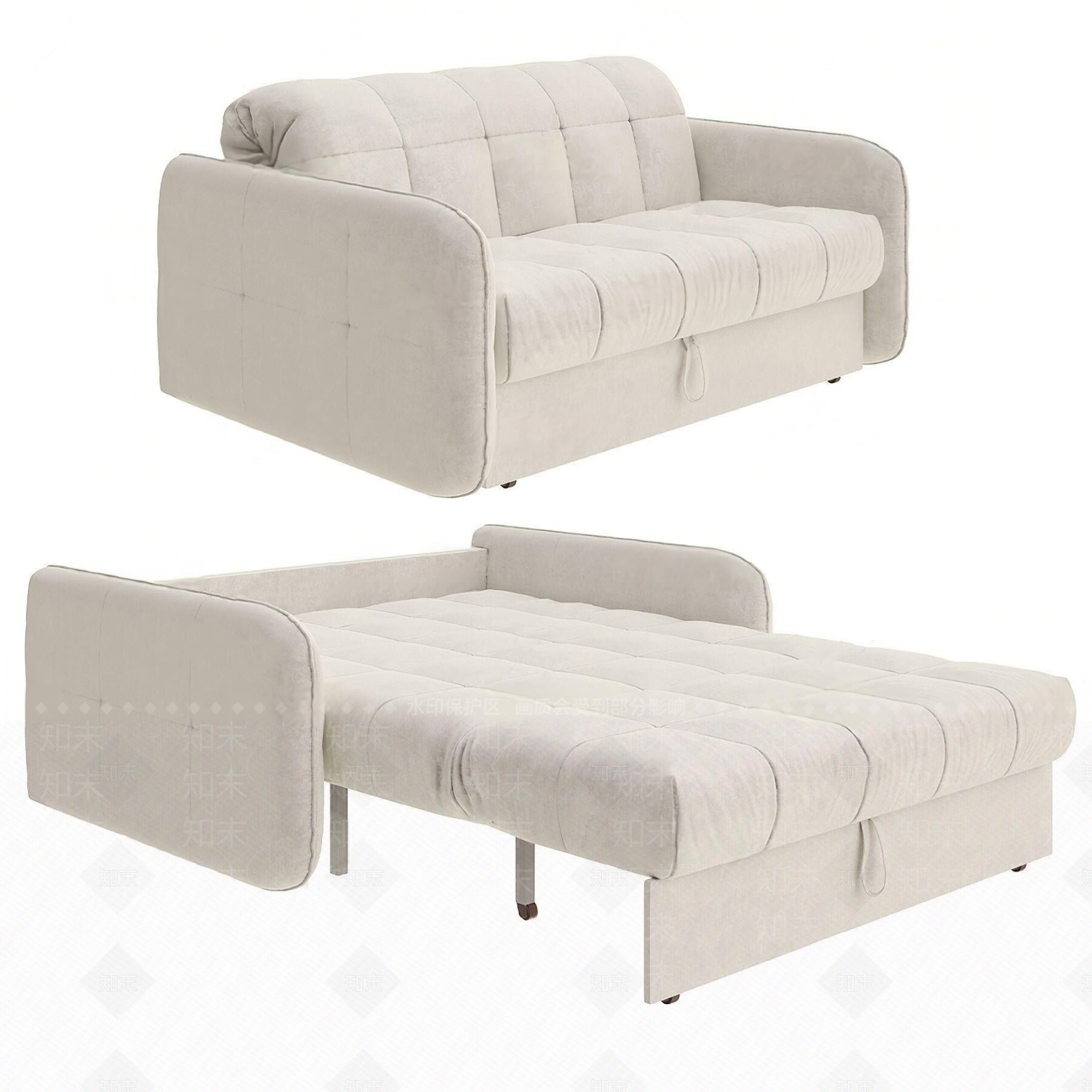 现代布艺伸缩折叠沙发SU模型下载【ID:1204352321】