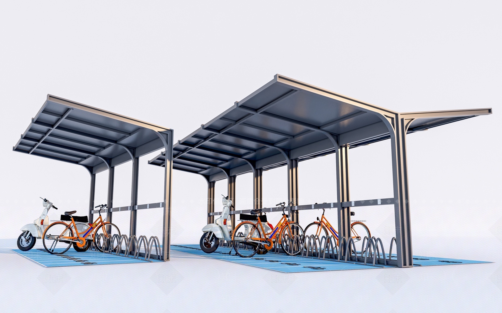 现代非机动车棚SU模型下载【ID:1204352747】