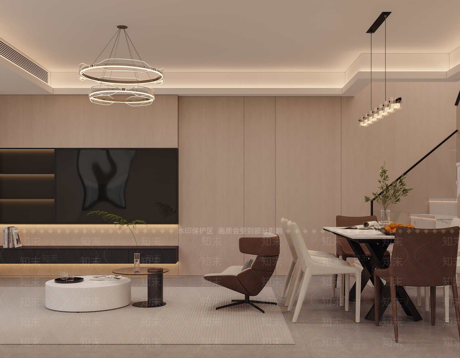 现代意式客餐厅3D模型下载【ID:1204360483】