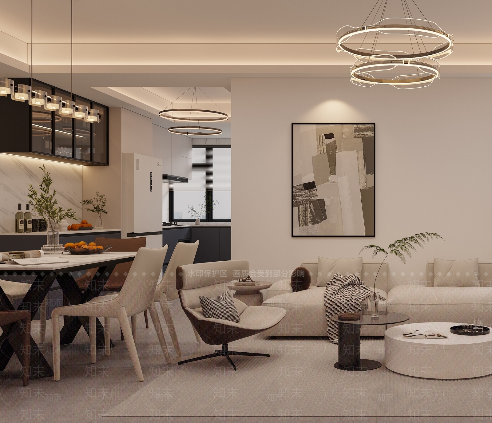 现代意式客餐厅3D模型下载【ID:1204360483】
